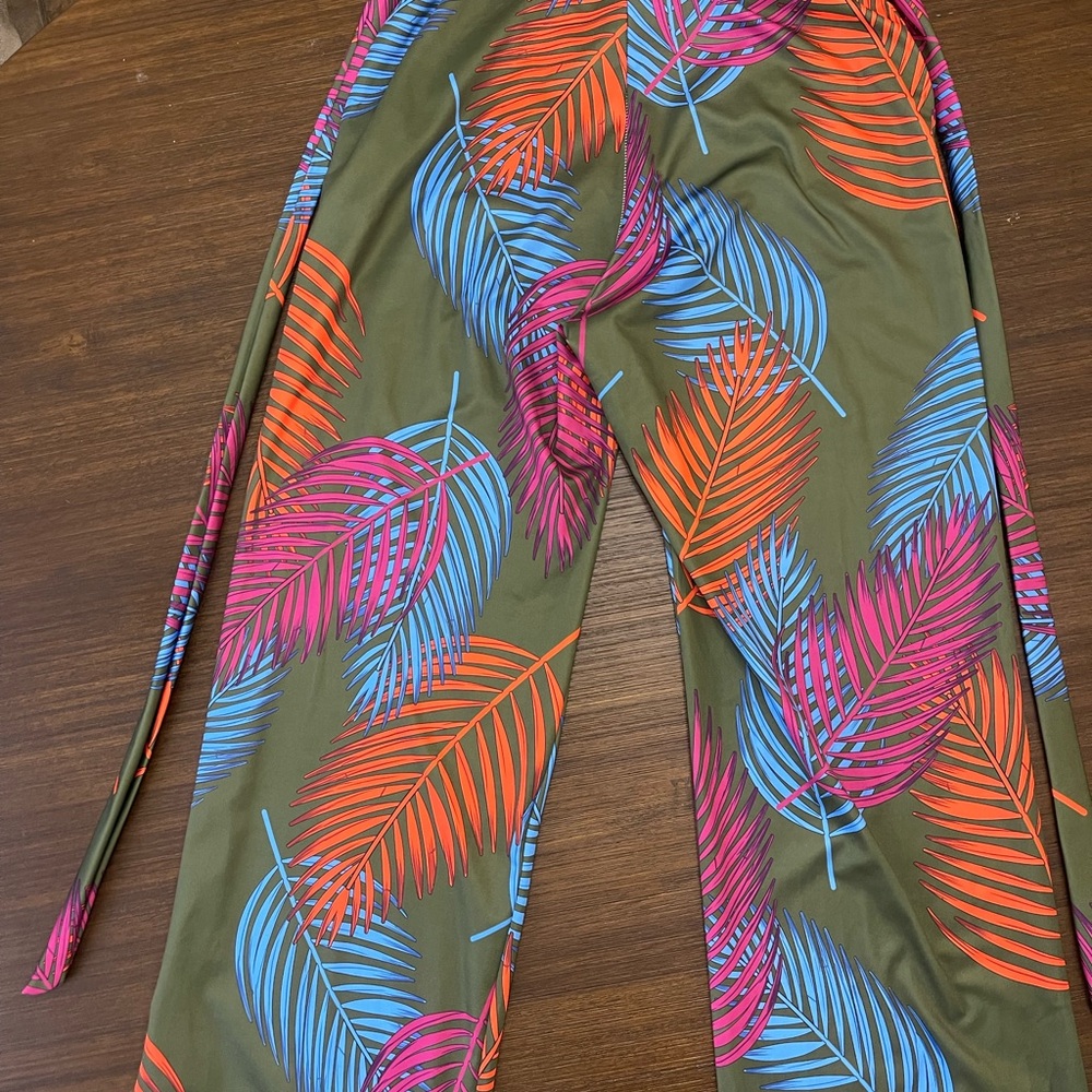 Colorful Leaf Print Pants
